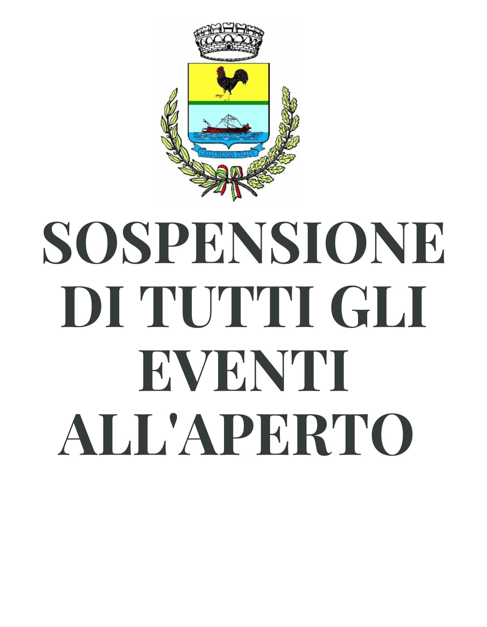 Sospensione di tutti gli eventi all'aperto